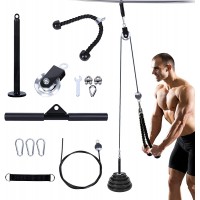 TIXTEM LAT Pull Down Machine Attachment Cable Pulley System Gym Tricep Rope Bar Workout,Biceps,Arm,Shoulders Exercise for Home Strength Training Fitness Equipment - BYUFBNRJK