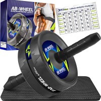 Ab Wheel Roller for Men & Women | Durable Ab Wheel Workout Equipment for Core Workout | Abdominal Muscle Toner | 5-Weeks Training Program | Stainless Steel & High Grade Polymer Build | Holds 440 LBS - BEK8LZMGX
