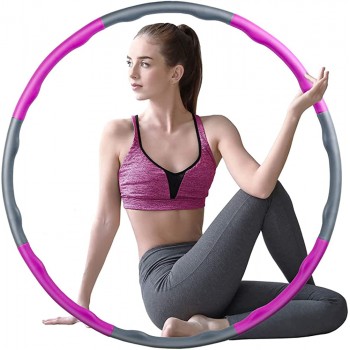 EAGOGO Weighted Exercise Hoop for Adult Fitness Hoop for Weight Loss Hoola Hoop for Children and Home Workout Your Personal Waist Trainer Detachable and Size Adjustable 8 Sections 2LB - B9EOLRKLO