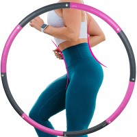 goinroly Exercise Hoops for Adults 8 Sections Detachable Fitness Exercise Hoops,Portable Soft Padding and Smooth Adjustable Exercise Hoop for Home Women Men WorkoutPink 3LB - BYHHW0IPJ