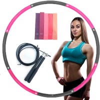 Kana Hula Hoop Weighted Hoop for Weight Loss with 5 Pcs Resistance Bands and High Speed Jump Rope - BRW1ALOGH