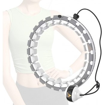 Ruier Smart Hula Hoop for Adults Weight Loss Weighted Hoola Hoops for Exercise 360°Massage and Abdomen Fitness Equipment 24 Sections Detachable Rotation（Gray） - BN9JEXRCY