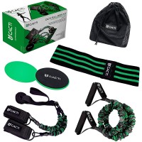 Resistance Bands Full Body Home Workout Set 1 Fabric Booty Band 1 Exercise Bands Loop with Handles for Arms 2 Resistance Workout Cables 2 Core Sliders Door Anchor Ankle Straps for Legs Gym Bag - BZOLLU4KZ