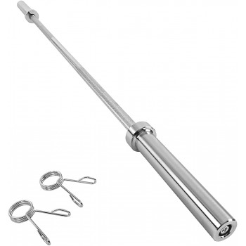 YUELIVES Olympic （5 6 7） Ft Weightlifting Barbell Bar Threaded Chrome Solid Steel Bar with 2 Spring Collars for Weight Training and Powerlifting 19-lbs-Bar 176 lb Weight Capacity - BHZJNO9CE
