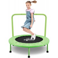 36inch Folding Mini Trampoline for Kids Toddler Trampoline with Adjustable Foam Handle Holds up to 250 Lbs Fitness Rebounder for Adults Indoor Outdoor Exercise - BK1LVOSEH