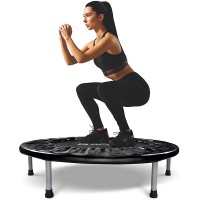 BCAN 38 Foldable Mini Trampoline Fitness Trampoline with Safety Pad Stable & Quiet Exercise Rebounder for Kids Adults Indoor Garden Workout Max 300lbs - B83BVGH84