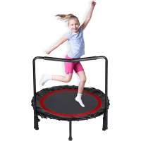 Gemdeck 36" Foldable Mini Trampoline,Fitness Trampoline with Adjustable Handrail and Safety Pad,Indoor Outdoor Exercise Rebound Trampoline for Kids,Maximum Load of 133lbs - BBZX1J4MF