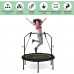 Goplus 40'' Folding Fitness Trampoline Portable Mini Exercise Rebounder with 43''-51 Height Adjustable Safety Handrail Indoor Outdoor Jumping Yoga Trampoline for Adults Kids - BLXZGFW8C
