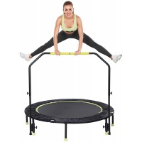 Gulujoy 50" Foldable Mini Trampoline Fitness Rebounder Trampoline with Adjustable Handle Bar for Adults Indoor Workout Excercise - BWZ802D4E