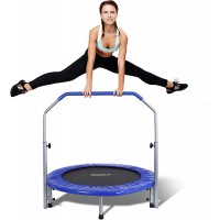 SereneLife Portable & Foldable Trampoline 40 in-Home Mini Rebounder with Adjustable Handrail Fitness Body Exercise - BNGZLM61R