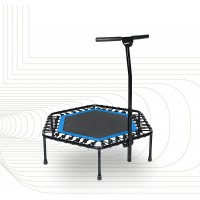 sportplus+ Fitness Trampoline with Bar – Ideal for Home Cardio Workout – Training – Silent Bounce Ø 110 cm – Max Load 130 Kg User Weight - B0SSGFT0K