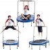 TURFEE Foldable Fitness Trampoline with Adjustable Handrail Mini Exercise Rebound Trampoline for Adult Kid Indoor & Outdoor 60.5 Inch x 38.75 Inch Max Load 330lbs - BH8FTMO97