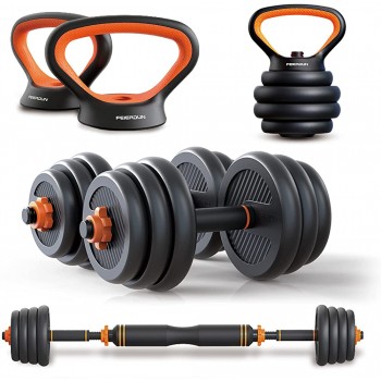 Adjustable Dumbbell Set,Barbell,Kettlebell Push-Up Stands Set ,20 kg 44 LB 6 IN 1 Weights Dumbbells Set Fitness and Home Work Out for Men and Women - B7T2Y7E3C