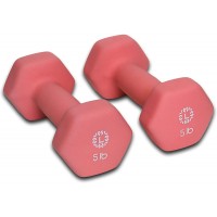 Lomi Fitness Neoprene Hand Dumbbell Weights 5lb's 2 Pack Pink - BSMYD248D