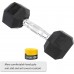 YOUXI Hex Rubber Dumbbell with Metal Handles Set of 2 Weight Set Rubber Coated cast Iron Hex Black Dumbbell Pair - BE6UYV95U