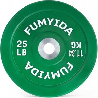 FUMYIDA Color Coded Olympic Bumper Plate Weight Plate with 2 Inch Steel Insert for Strength Training Weightlifting and Crossfit - BZT57M1TI