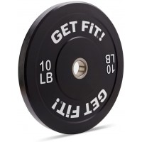 GET FIT! 2 inches Olympic Bumper Plate with Steel Hub. Olympic weight plates with steel insert for strength training weightlifting conditioning workout and more. - BSY1ZRNL1