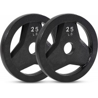 JFIT Cast Iron Olympic 2-Inch Grip Plate for Barbell Set of 2 Plates 25 LB - B8K4QYCB6