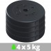ScSPORTS 10002978 Weight Plates 4 x 5 kg Plastic with 30 mm Bore Black - BXED8OEG3