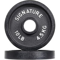 Signature Fitness Deep Dish 2-Inch Olympic Cast Iron Weight Plates with E-Coating - B46HV8TSZ