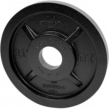 The Strength Co. 10LB Olympic Barbell Change Plate,Sold in Pairs Made In USA Black E-Coat - BATTIK8ZQ