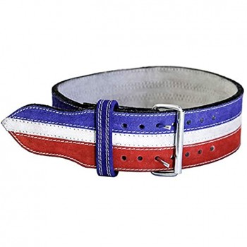 Ader Leather Power Weight Lifting Belt- 4 Red White Blue - BDFYU70LD