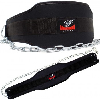 Armageddon Sports Premium Pull Up Weight Lifting Belt Dip Belt with The Longest 47-inch Chain for Adding Big Weight Plates for Weighted Pull Ups and Dips - BFE3EOFY1