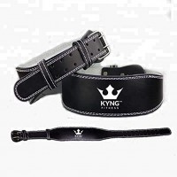 Kyng Fitness Professional Olympic Weight Lifting Belt for Men & Women 4 Inch Adjustable Belt with Buckle Stabilizing Back Support for Weightlifting PRO Weight Lifting Belt Black Small 28-34" - BQV1J42A9