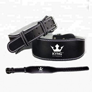 Kyng Fitness Professional Olympic Weight Lifting Belt for Men & Women 4 Inch Adjustable Belt with Buckle Stabilizing Back Support for Weightlifting PRO Weight Lifting Belt Black Small 28-34 - BQV1J42A9