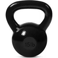 JFIT Kettlebell Weights Cast Iron – 15 Pounds Ballistic Exercise Core Strength Functional Fitness and Weight Training Set Free Weight Equipment Accessories - BZR27V1TR