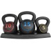 KLB Sport 3-Piece Vinyl Coated Kettlebell Weights Set with Tray for Cross Training MMA Training Home Exercise Fitness Workout - BBOVOIII6