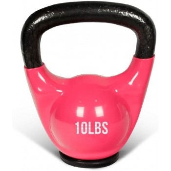 MBAT Vinyl Coated Kettlebells with Thick Rubber Base- Cast Iron Strength Training Fitness Weight Available: 10 15 20 25 LBS - BMYM6QKRZ