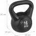 Relaxdays Kettlebell 16 kg Plastic Kettlebell Fitness Workout Swing Barbell Women & Men Round Weight Black - BSDBISC64
