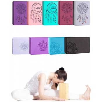 BABYONLINE D.R.E.S.S. High Density Printed EVA Yoga Blocks No-Slip Surface Foam Brick Suit for Yoga Pilates Meditation Workout Fitness & Gym - BI6YWFEZS