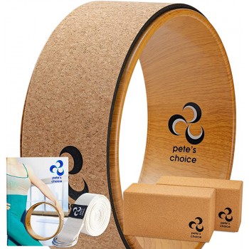 Cork Yoga Wheel Cork Yoga Blocks Extra Firm High Density Yoga Bricks I Natural & Eco-Friendly. Bonus eBook & Free Yoga Strap - BA6R4JBQ7