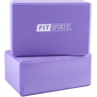 FIT SPIRIT Set of 2 Purple Exercise Yoga Blocks 9" x 6" x 3" - BJWP9E46O