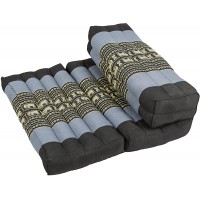 Kapok Dreams Foldable Meditation Cushion 100% Kapok 2 in 1 Zafu Zabuton Thai Design Blue Elephants - BMASZ065I