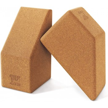 Multifunctional Cork Yoga Blocks 2 Pack Trapezoid Yoga Block Set Regular+ Handstand Blocks + Wrist Support Wedge + Calf Stretch Wedge Firm Stretching Exercise Accessories - B7XIW61A4