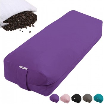 TokSay Yoga Bolster Pillow Buckwheat Meditation Pillow with Velvet Washable Cover Rectangular Meditation Cushion Used for Restorative Yoga Purple - BVT6KYMAN