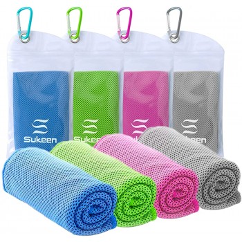 [4 Pack] Cooling Towel 40x12 Ice Towel Soft Breathable Chilly Towel Microfiber Towel for Yoga Sport Running Gym Workout,Camping Fitness Workout & More Activities - B0IHJM5LK