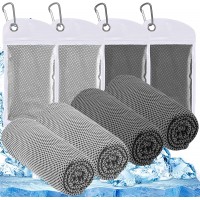 [4 Pack] Cooling Towel 40"x12" Workout Towel Microfiber Towel Soft Breathable Chilly Towel for Yoga Camping Hiking Bowling Travel Gym Towels for Sweat Cooling Towels for Athletes Neck - BGGM6IMWO