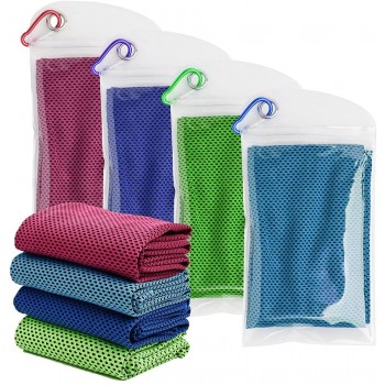 4Packs Cooling Towel 40x 12 Ice Towel Microfiber Towel Soft Breathable Chilly Towel Stay Cool for Yoga Sport Gym Workout Camping Fitness Running Workout & More Activities - B4YXNZWCO