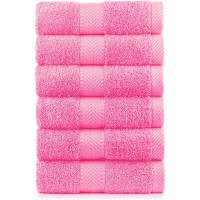 BY LORA Terry Cotton Hand Towels Pink Set of 6 - BGPICUF2V