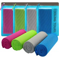 DARCHEN [4 Pack] Cooling Towels for Neck Wrap Cool Towel Super Chilly Towel for Hot Weather Workout Sports Gym Fitness Ice Cold Snap Towel for Men Women and Dogs[40"x12"] - BC66F9JF8