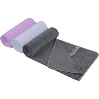 KinHwa Absorbent Workout Towels for Gym Soft Gym Towels for Sweat Microfiber Sports Towel Perfect Size for Workouts Hot Yoga Running Biking or Camping 16inch x 31inch White+Purple+Darkgray 3 Pack - BOQX5OXU6