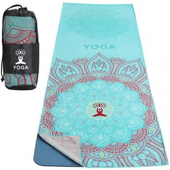 MoKo Yoga Towel Non Slip Hot Yoga Mat Yoga Blanket Printing Pattern Quick Dry with Corner Pocket for Bikram Pilates Gym Workout Outdoor Picnic - B0IBE371M