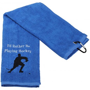 PXTIDY Hockey Towels Hockey Lovers Gift I'd Rather Be Playing Hockey Embroidered Sports Teem Hand Towel Hockey Team Skate Towels Gift for Hockey Players Sport - BUM3REQHH