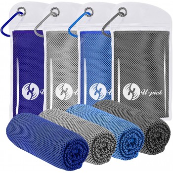 U-pick Cooling Towel 40x 12 Sweat Towel& Rag for Yoga Gym Workout Running Golf Neck Cooler for Quick Cool Down Head & Neck Cooling Wraps for Hot Weather Dark Grey Blue Grey Dark Blue - BCVCARKZI