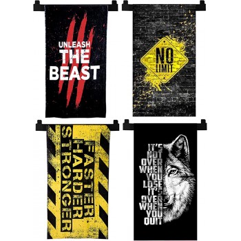 Urban Towel Co Pack of 4 Motivational Gym Towels 20x40 for Sports Workout Exercise Fitness Yoga Design : Beast + No Limit + Stronger + Wolf 4 Gym Towels - B73R8GS7M