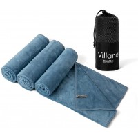 Villand Microfiber Sport Towels Fast Drying Super Absorbent Multi-Purpose Gym Sweat Towel 3 Pack 20 x 32 Inch with Carry Bag Blue - B8PO31OYI
